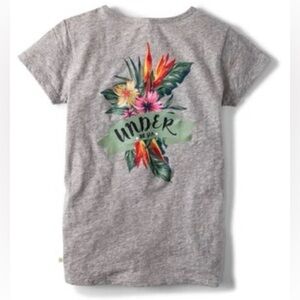 Disney x Roxy Girl Gray Tropical "Under The Sea" Floral Graphic Tee Size 16/XXL